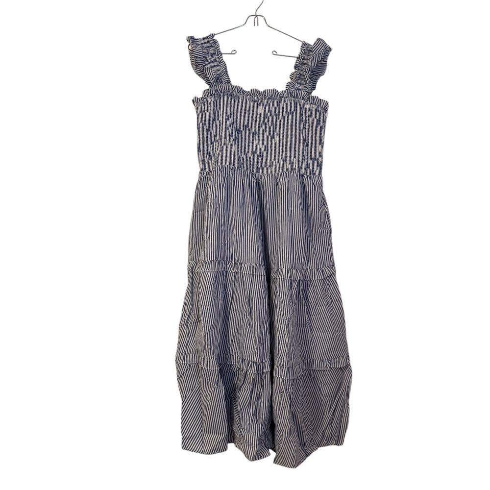 NEW Sugarlips Katie Striped Smocked Bodice Tiered Midi Dress Sz XL Milkmaid Chic - Picture 2 of 16
